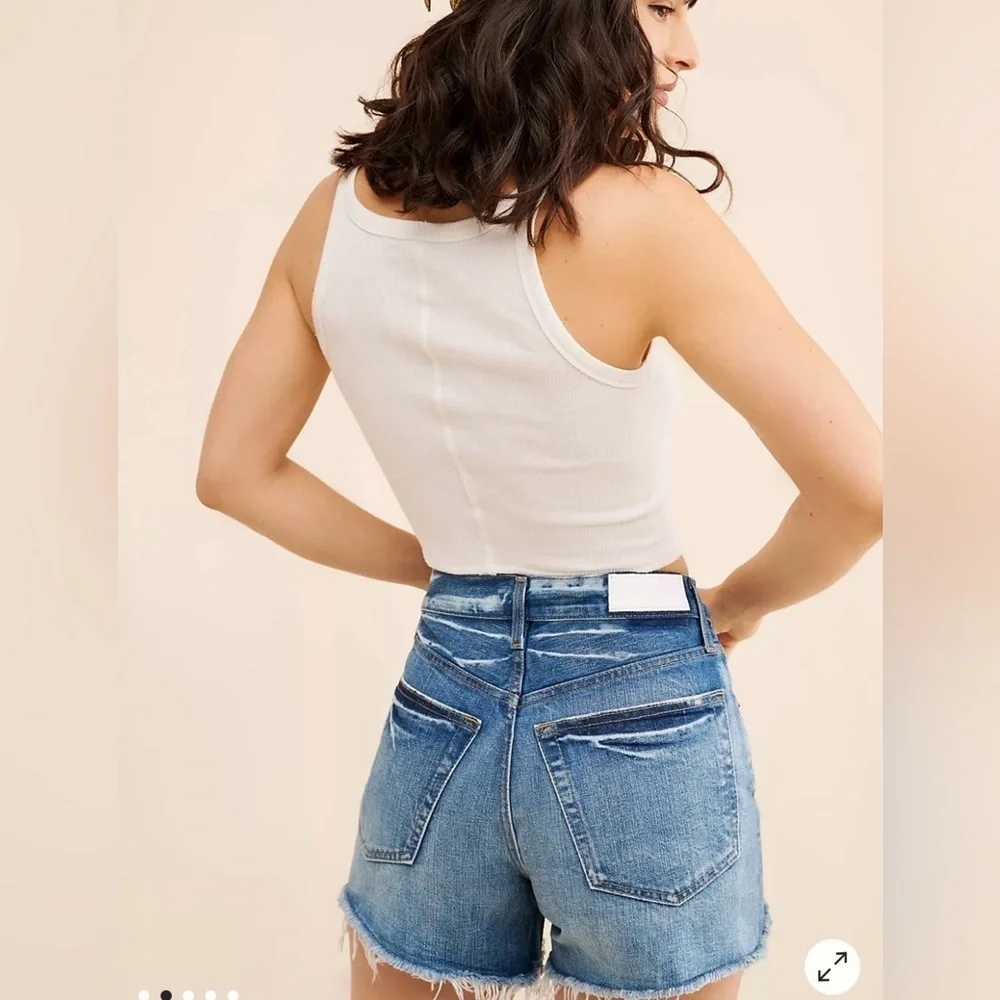 RE/DONE 90s Low Slung Denim Shorts Size 26 NWT $195 Distressed Fray Hem Vintage